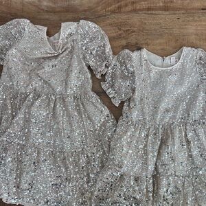 Cat & Jack Girls Matching Sequin Dresses. XS + M